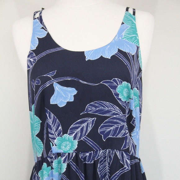 Ann Taylor LOFT Maxi Dress Floral Long Blue Womens - Picture 4 of 8